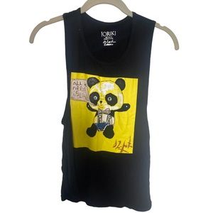 NWT Joriki Panda Graffiti High Back Tank Top Sz XS Black